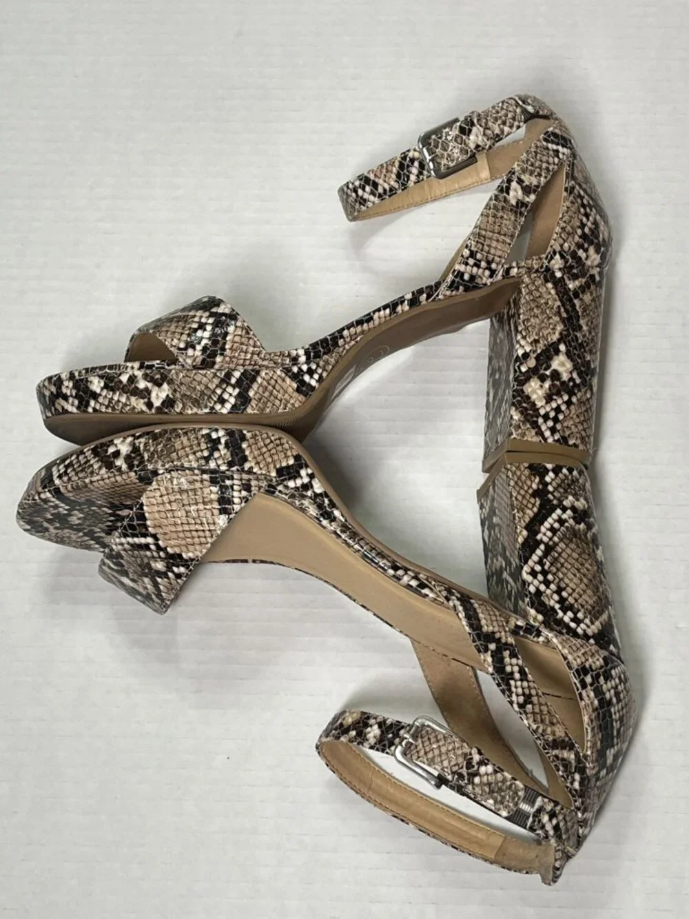 Chinese Laundry Women's Size 10 Snakeskin Print Ankle Strap High Heel Sandals